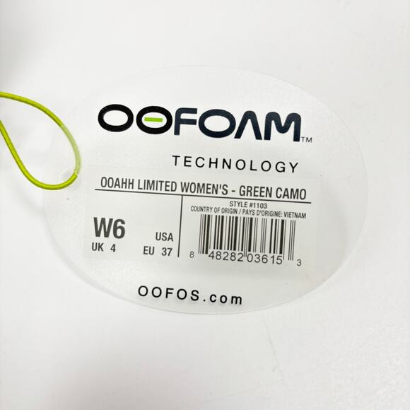 NEW Oofos Ooahh Slide Sandals Womens 6 Limited Edition Green Camo Recovery - Picture 6 of 6